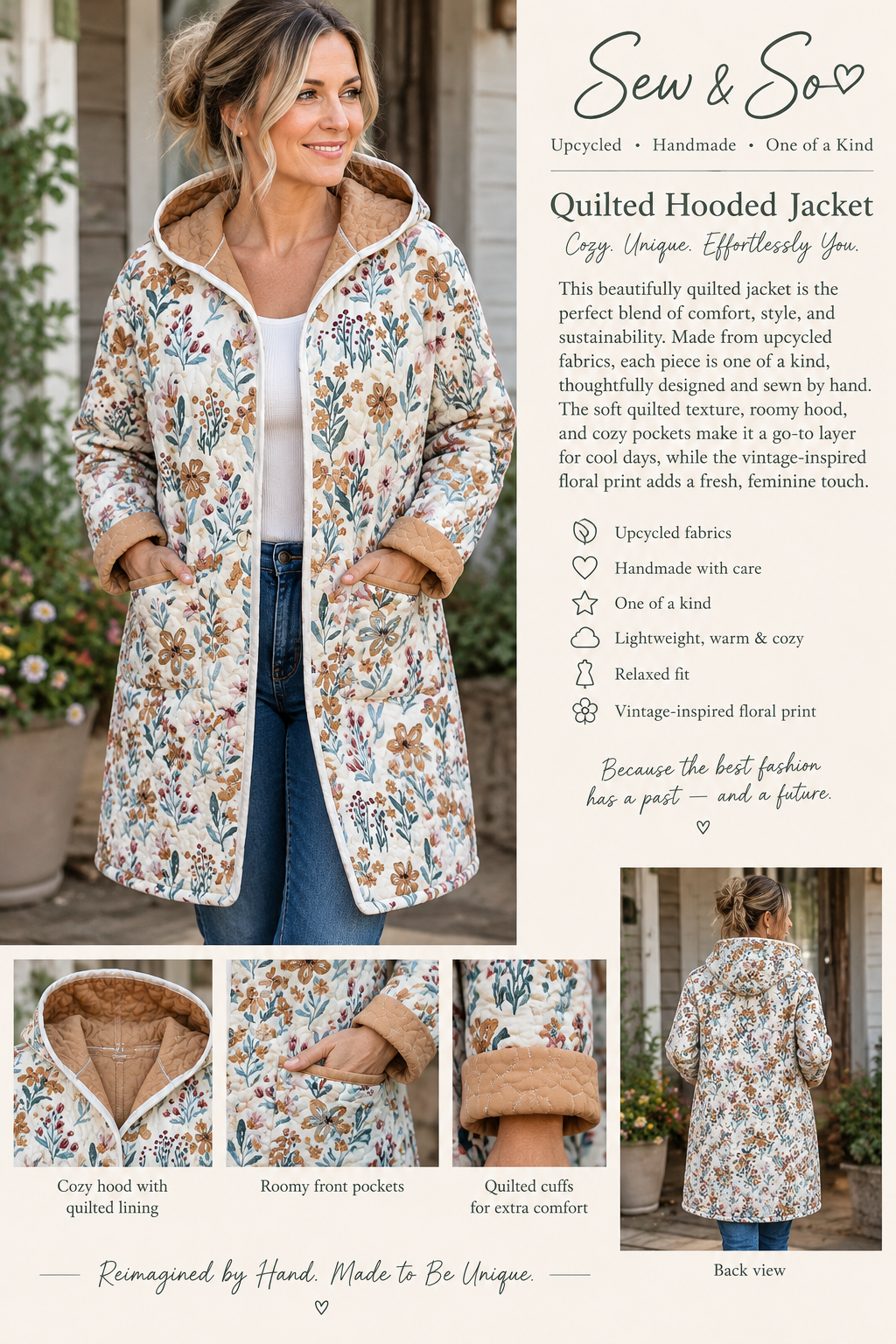 Upcycled Quilted Hooded Jacket